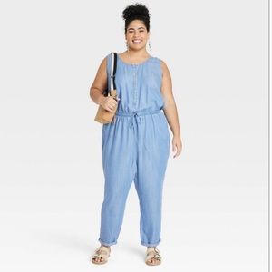 NWT | Knox Rose Sleeveless Blue Lightweight Denim Jumpsuit